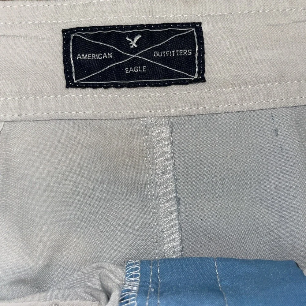 American Eagle Mens L Board Shorts Blue Palm Tree Print Lace Up‎ Drawstring